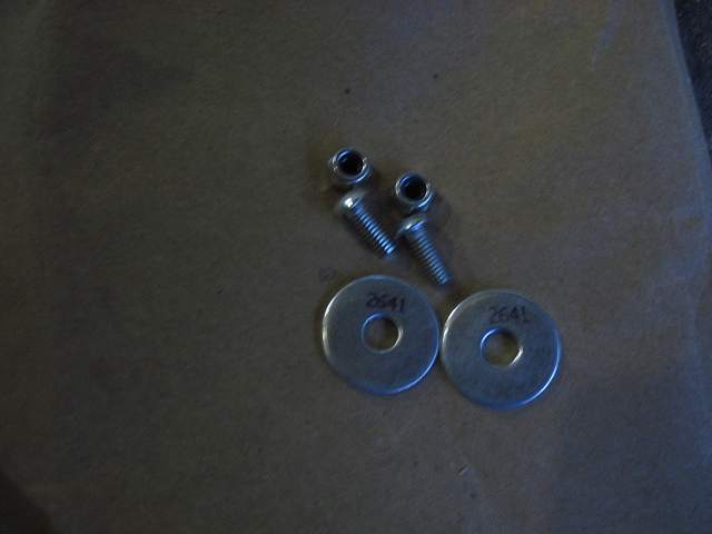 Here is a pic of the hardware used. The screws and lock nuts came with the mounting, but the 2 wing washer I got at the hardware store. I beleive they are 3/16