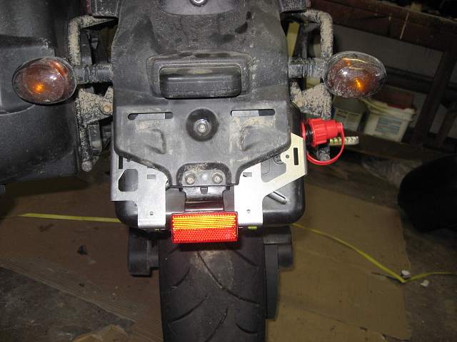 Here is what the mounted can looks like on the bike, note that the licence plate will cover most of that up.