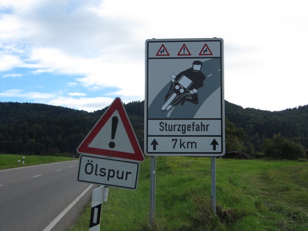 Further on up the road... Turns out Germany marks the motorcycle happy places.