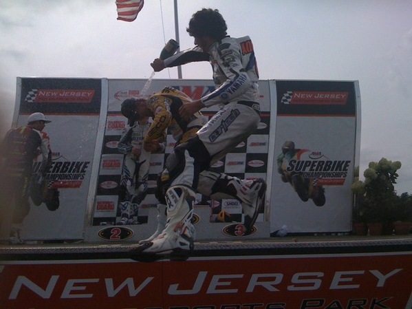 Danny Eslick, 2009 AMA Daytona SportBike Champion Gets Champagne Shower