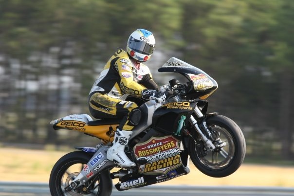 Danny Eslick on RMR Buell 1125R 2009 DSB Champion Celebratory Wheelie