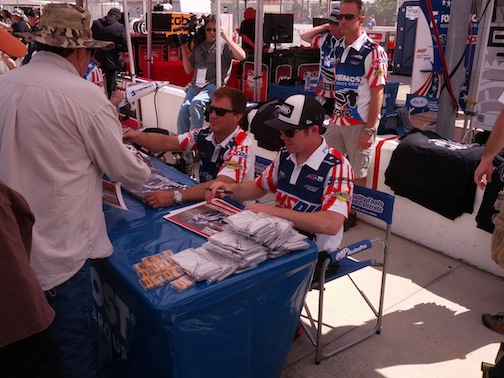 Larry and Cory at the pit FanWalk Daytona 2014