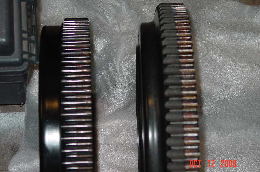 Recalled 73 tooth left-80 tooth current sprocket right