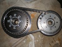 Clutch basket, chain and stator cover