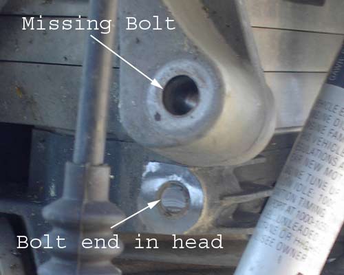 Front mount/head bolt shear