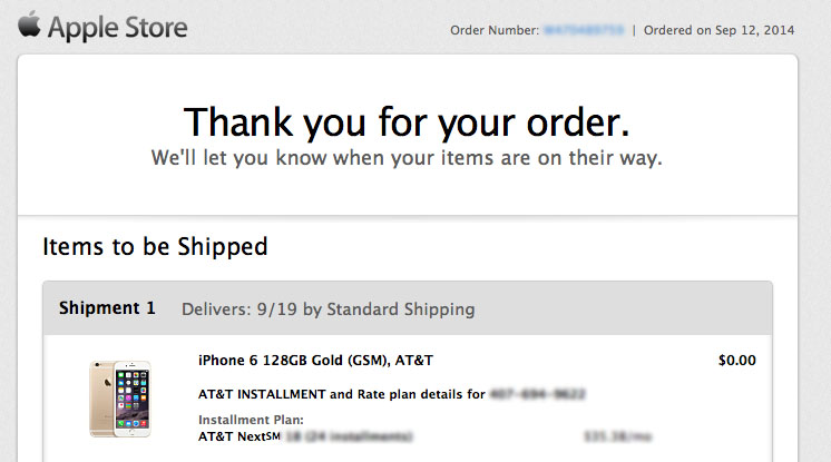 iPhone ordered