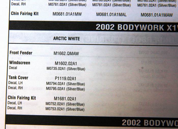 2002 Buell White Lightning Decal & Bodywork-detail