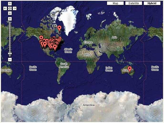 BadWeBrs Stick-Pin Map - Global View