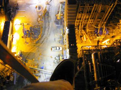 Astoria Stacks - looking down at 200' tall crane - 15 stories below