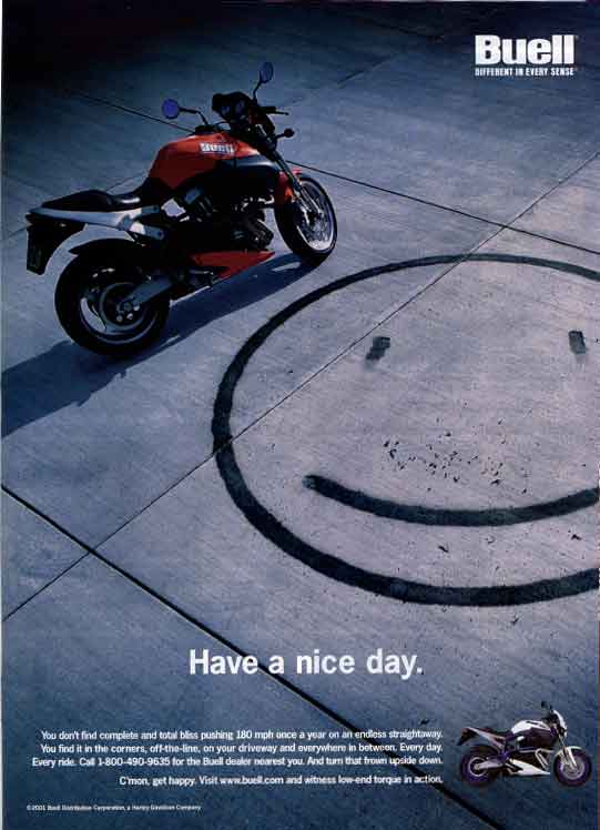 the new Buell print ad, Motorcyclist March 2001