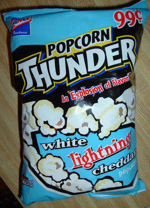 White Lightning Cheddar popcorn