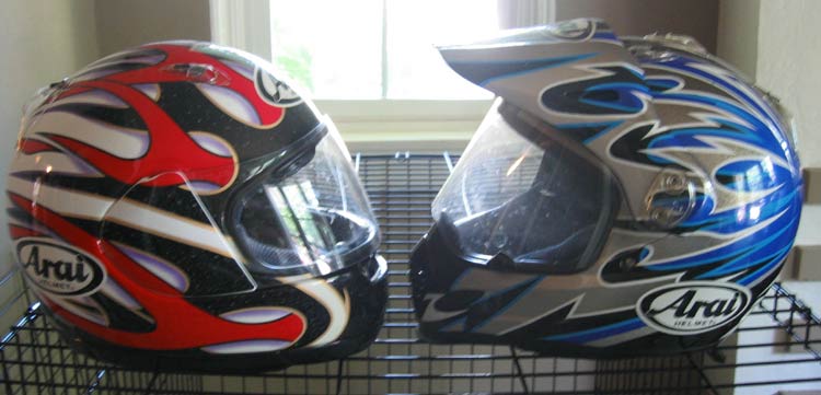 Helmets: Arai Quantum left, Arai XD right