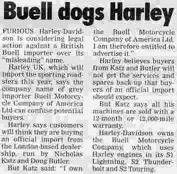 Harley goes to was over defense of "BUELL"