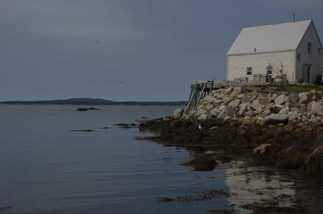 Nova Scotia fishing village shoreline