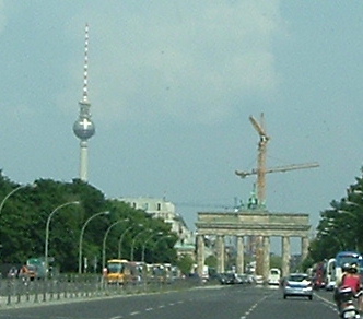 Brandenburg Gate and TV Tower closer in