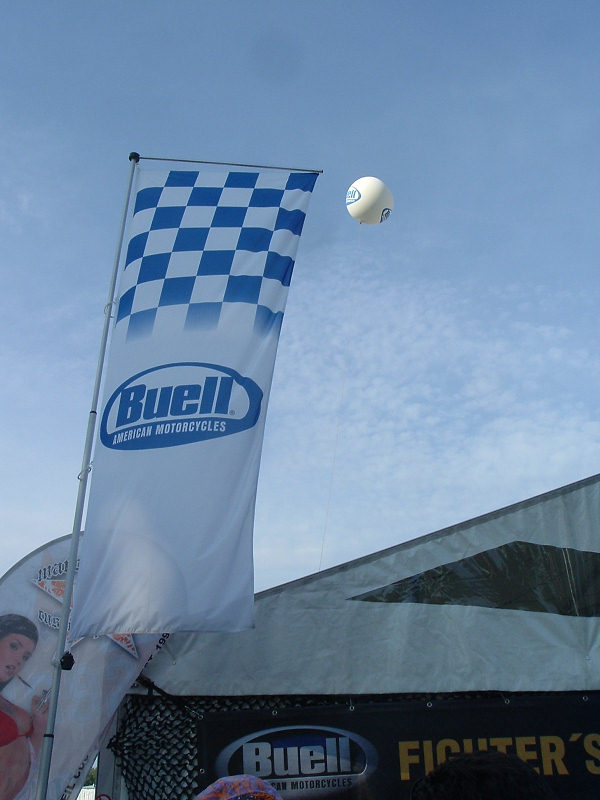 Buell flags and balloons